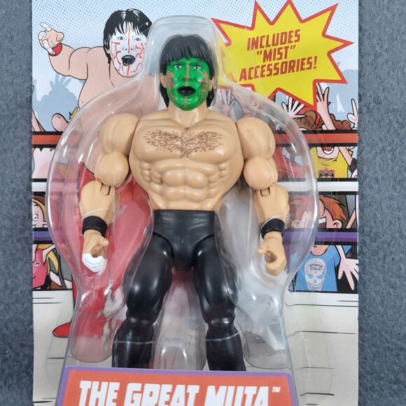 WWE Superstars Series 14 The Great Muta Figure Black (CHASE) Unpunched FSC NEW - Picture 2 of 12